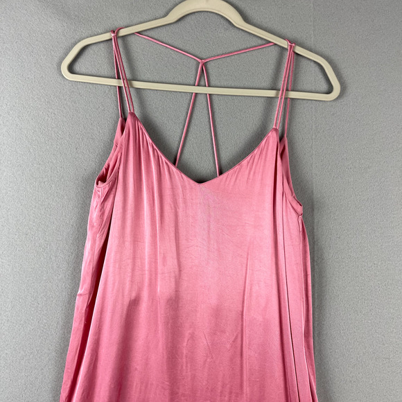 Zara Satin Slip Dress Womens Small Pink Asymmetrical Flowy Feminine Y2k - Picture 2 of 13